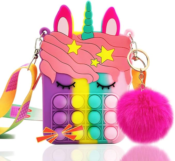 fa fightatr 流行钱包玩具包女孩和女士解压硅胶单肩包 粉色